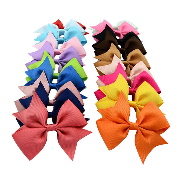 Baby Kids hair Accessories Girls Hairpin baby Hairpin Cow Bangs Clip 20 Solid Color Ribbed Ribbon Alligator Clip Bow LKH45