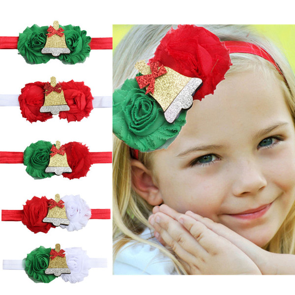 Kids Baby Christmas Decoration Headband Old Flower Mosaic Bell Cartoon Patch Headdress Small And Medium Girls Dress Up Hair Accessories HFG1