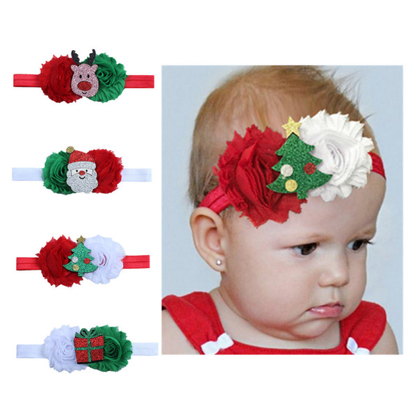 Children's Christmas Day Kids Dress Up Little Antlers Snowman Hair Bands Old Flowers Mosaic Cartoon Pattern Baby Headwear HJG10