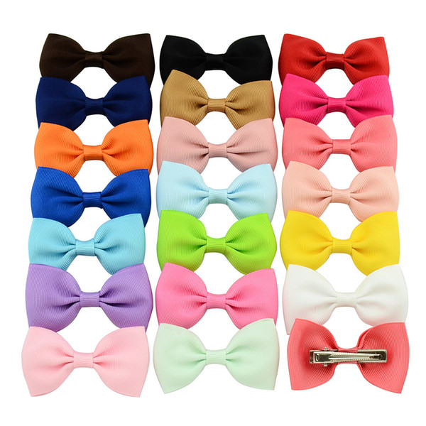 60Pcs/Lot 2.75 Inch Colorful Barrettes Sweet Children Ribbon Bows Hairpin /Baby Girls Hair Clip /Kids Hair Accessories KJW121