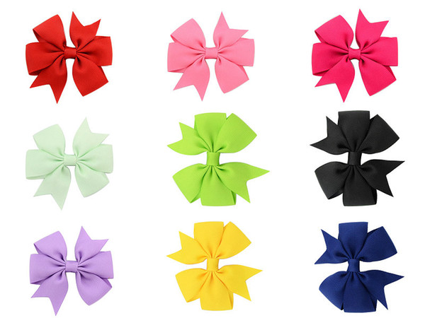 wholesale Bowknot hairpin 3 inch Barrettes grosgrain ribbon hair bows 20 colors children hair accessories baby hairbows girl hair clip