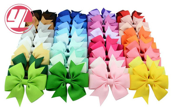 DHL Bowknot hairpin 3 inch Barrettes grosgrain ribbon hair bows 40 colors children hair accessories baby hairbows girl hair clip