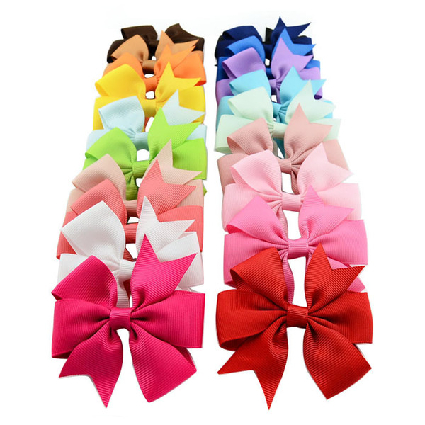 wholesal 200pcs Bowknot hairpin 3 inch Barrettes grosgrain ribbon hair bows 20 colors children hair accessories baby hairbows girl hair clip