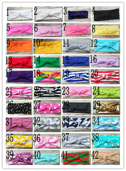 51 styles Cotton girl baby Turban Twist Headband Head Wrap Twisted Knot Soft stripe Hairband chevron Headbands golden Wave dot HeadWrap
