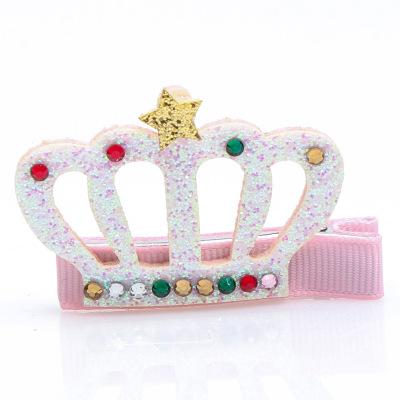 Kid Girl Princess 3D Crown Barrettes 2018 Korean Sequin Crown Barrettes Baby Hair Accessories Girls Hairbows