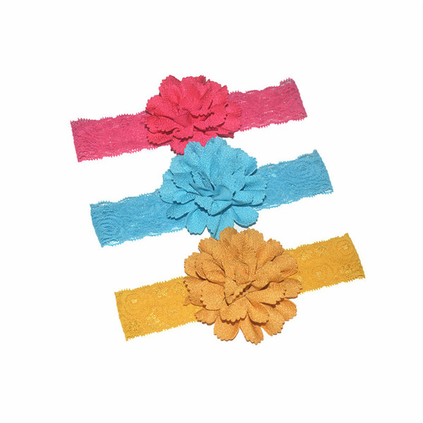 Baby lace Flower color 14 silk Hair rope band knitted elastic headband Head Bands baby Hair band