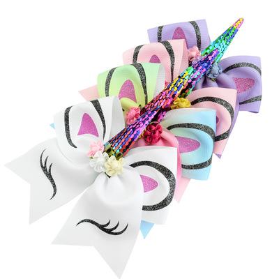 Girls 7 Inch Jojo Siwa Hair Bows Jojo Bows With Clip For Baby Children Large Sequin Bow Unicorn hair Bows