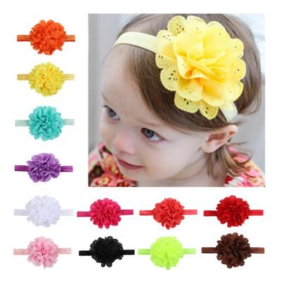 12 Colors Flowers Headbands Baby Children Hair Sticks Elastic Kids Hair Accessories Flowers Girls Head Bands Infant Headband