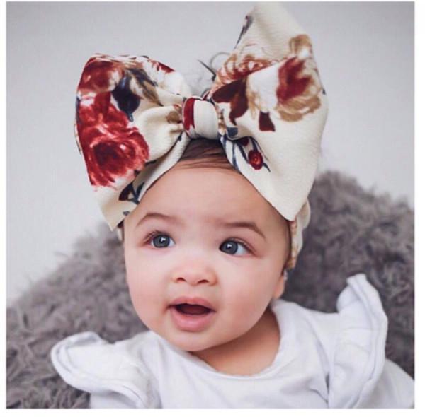 8 color baby hair accessories infant kids big bow tie headbands Flower Headwraps children cute princess hair bands