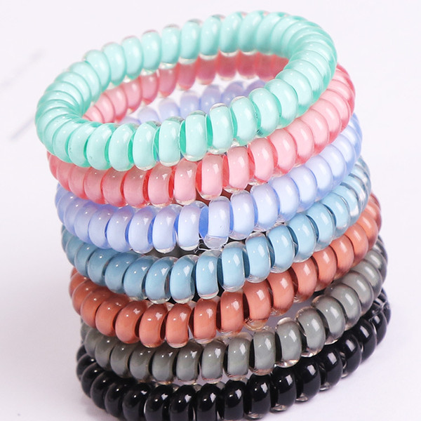 Korean Candy Color Telephone Wire Cord Headbands for Women Elastic Hair Bands Rubber Ropes Hair Ring Girls Hair Accessories