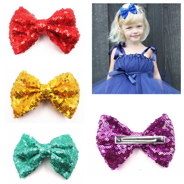 4 inch children sequins HairBow,Baby Girl Hair Bows With Clip Kids hairpin Hair Accessories hair clip 15color