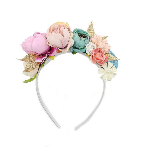 New baby bohemian fake artificial flowers headbands hair wreath kids Hair Sticks girls flowers hair accessories