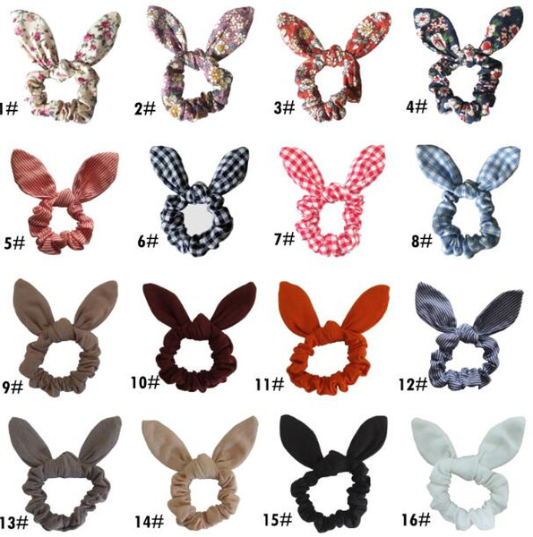 25 color Women Girl Hair Band Cute Flower Rabbit Ears Girl Ring Scrunchy Kids Bow Head Wrap Ponytail Holder Hair Accessories