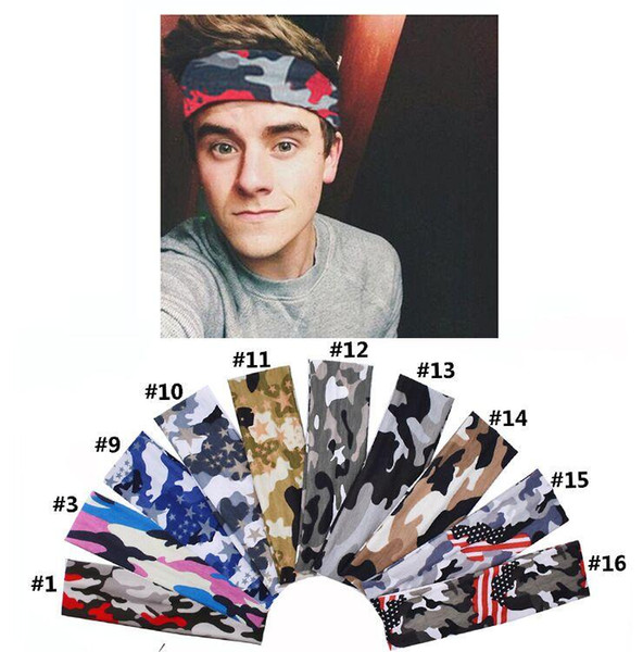 Men Sport Headband Camouflag color Elastic Fitness Yoga Sweatband Women Outdoor Gym Running Tennis Basketball Wide Hair Bands