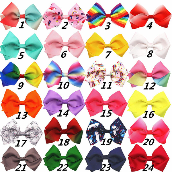 6 Inch Fashion Baby Rainbow Hairpins Girls Cartoon Unicorn Barrette Kids Hair Bows hairclips Children Boutique Hair Accessories