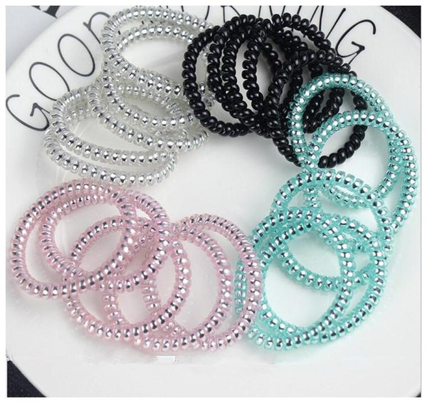 women Transparent Telephone Wire Cord Hair Tie Girls Elastic Hair Rubber Band Rope Bracelet hair accessories wholesale