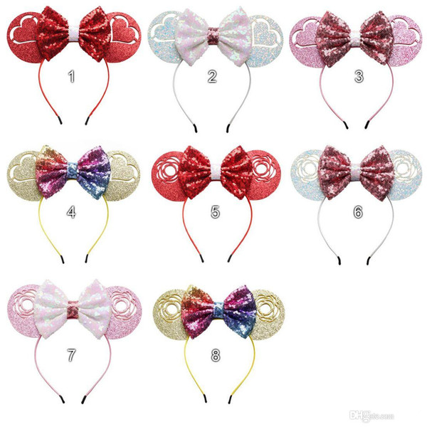 New style sequins big bow Headband hair accessories, Baby Mickey ear modeling hoop, Hair Stick holiday decorations.