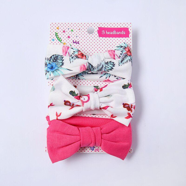 Baby girl Flower Headband hair accessories Knot Bows Hair band Birthday gift Flowers Print 3pcs/card Boutique