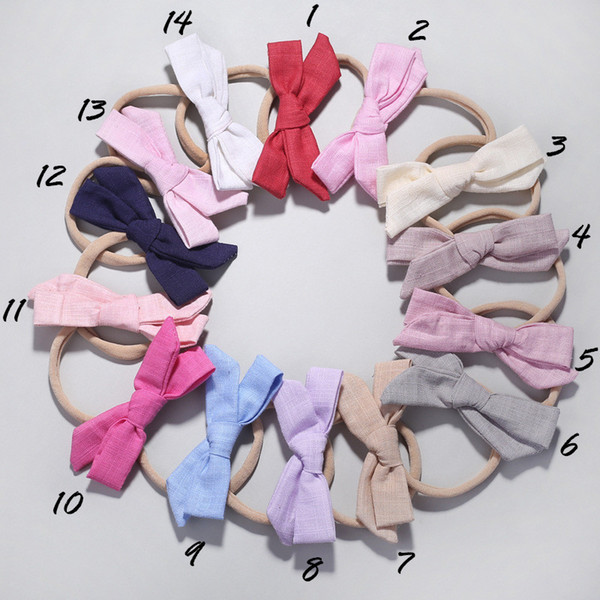 14 color Baby Girl Hair Bows Nylon Bowknot Headbands Girls Bow Hair band Accessories For Kids Photo Props