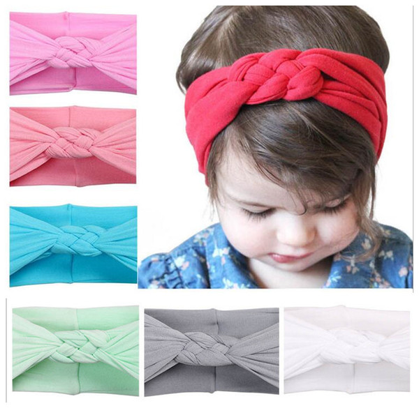 New Super soft Nylon Braided Cross Headbands For Baby Girls Infant Elastic Chinese Knot Hair Bands Turban Headwraps Hair Accessory PhotoPr