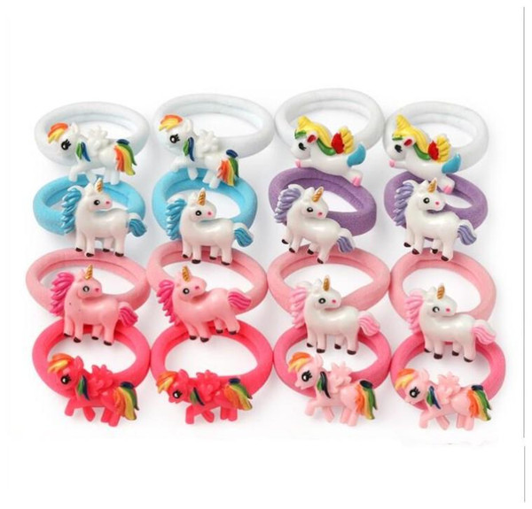 2019 NEW Cartoon Unicorn Hairband Hair Ties Nylon Hair Rope Girls Ponytail Holder Hair Accessories