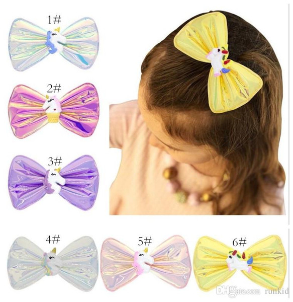 2019 New girls hair accessories kids Princess Shinning bows Hair clips baby Unicorn bow Hairpin Photo Props