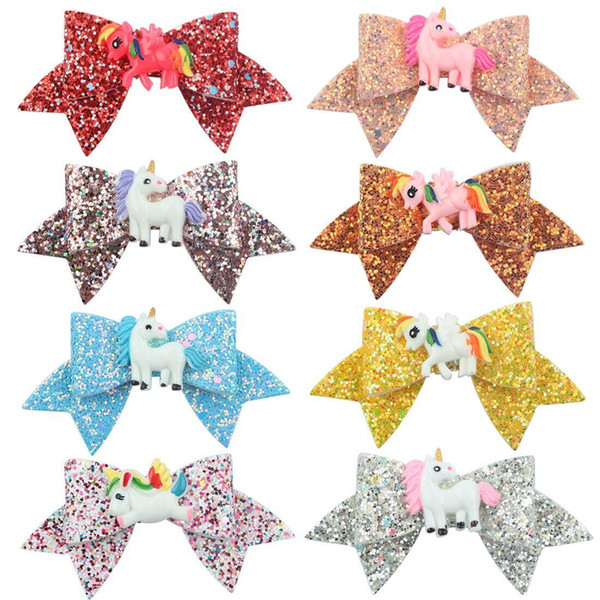 2019 new Unicorn Girls Hairpin sequin cute Cartoon Baby Barrettes Hair Clips Love Girl Hair Accessory