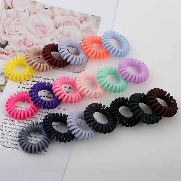 3.8mm Grinded Elastic Telephone Wire Hair Rope Rubber Band Spiral Shape Hair Ties Gum Hair Bands Headwear Girls Accessories