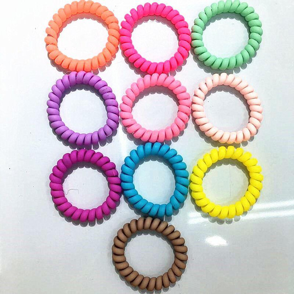 Top selling Grinded Elastic Hair Bands Girls Accessories Rubber Band Headwear Spiral Shape Hair Ties Gum Telephone Wire Hair Rope