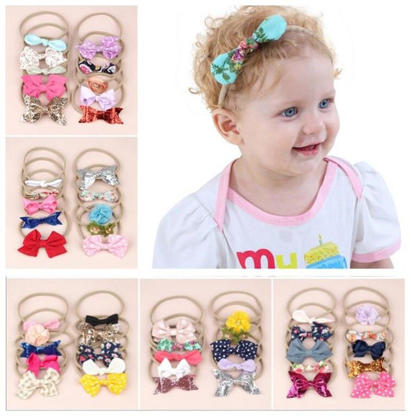 Wholesales Nylon Headband Exquisite Hair Bows Kids Boutique Hair Accessories Baby Girls Head bands as Birthday Gifts