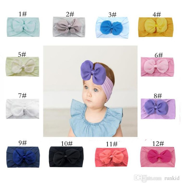 Summer Thin Style INS Newborn baby Super Soft Nylon Headbands Chiffon Bow Headwear Elastic Head band free ship