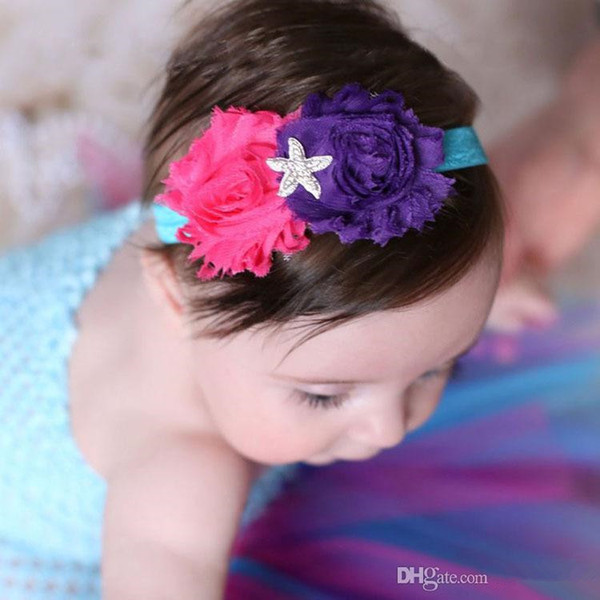 8 colors Baby designer Headbands Girls starfish Headwear hairbands Princess Flower Elasticity Head bands Cute kids Hair Accessories