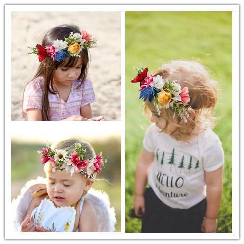 2019 New Children beach headband garlands Bohemian simulation flowers wreath bridal wreath studio photography hair accessories