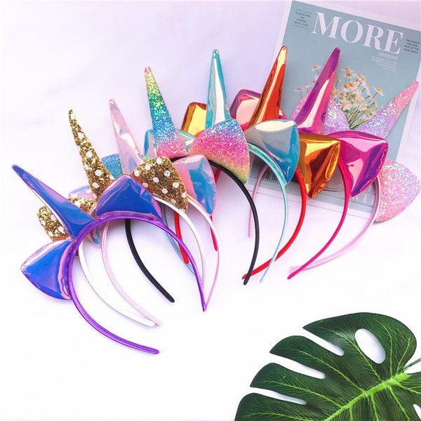 8 colors Baby Sequins Cat Ears Headband Unicorn Hair Sticks for Festival Halloween Lovely cosplay Hair Accessories