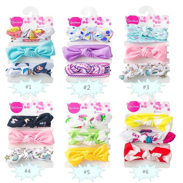 2019 New Arrival Baby Girls Floral Bow headband With cardboard Kids Bunny Ear Hairband Hair Accessories 12 Styles