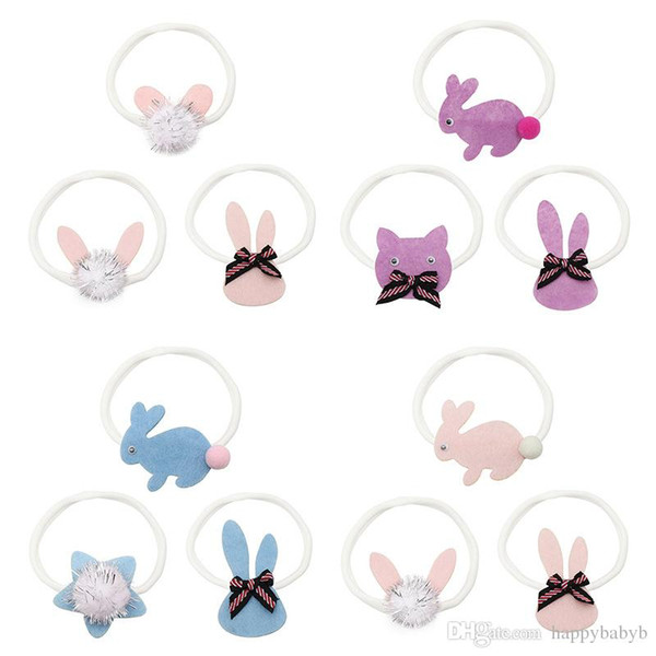 2019 New Easter Bunny Rabbit Ears Headband Hair Rope Super Soft Rubber Bands Baby Girls' Kids Cute Hair Accessories