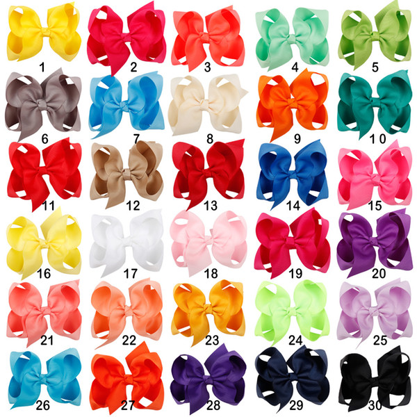 30 color Baby Girls Bow Hairpins Grosgrain Ribbon Bows With Alligator Clips 4inch Childrens Hair Accessories Kids Bow Barrette Clips