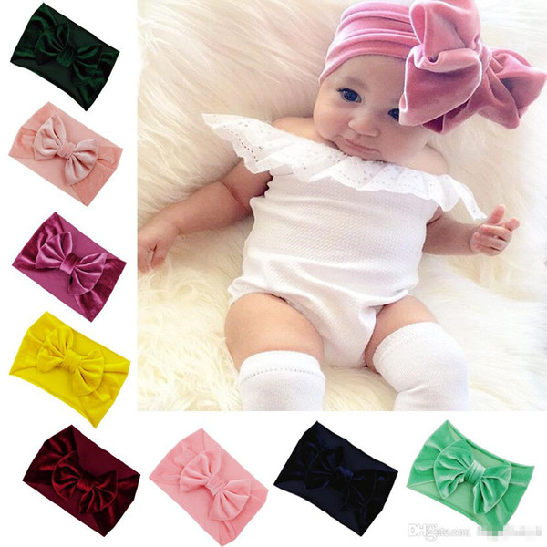 Newest Baby Girls Big Bow Headbands Europe Style big wide Cotton bowknot hair band Children Hair Accessories Kids Headbands Hairband