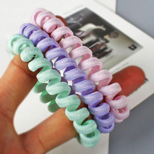 New Designer Accessories Wrapped Cloth Telephone Wire Cord Hair Ties for Women Girls Elastic Hair Rubber Bands Hair Rope Jewelry Headband