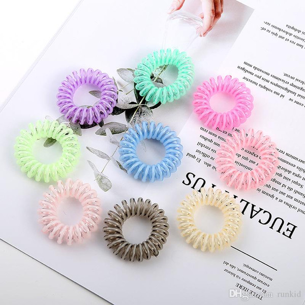 High Quality 4mm Telephone Wire Cord Hair Tie Girls Elastic Hair Rope Gum Stretchy Scrunchy Hair Accessory