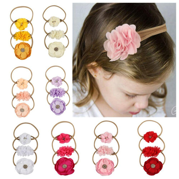 2019 New Chiffon Flowers Children Baby Girls Rubber Bands Headwear Hair Accessories Girl Flower Hair Ropes Boutique ponytail holder