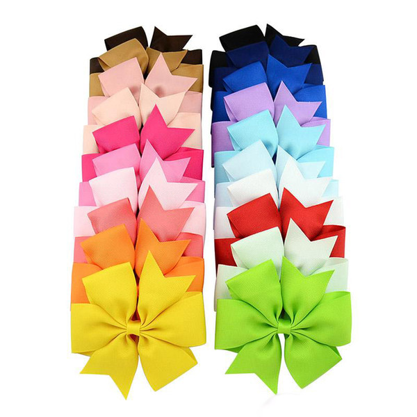 4.5Inch Boutique Bows with Clips Baby Girls Hair Clips Solid Color Ribbon Big Bow Knot Barrettes Childrens Hairpins Hair Accessories