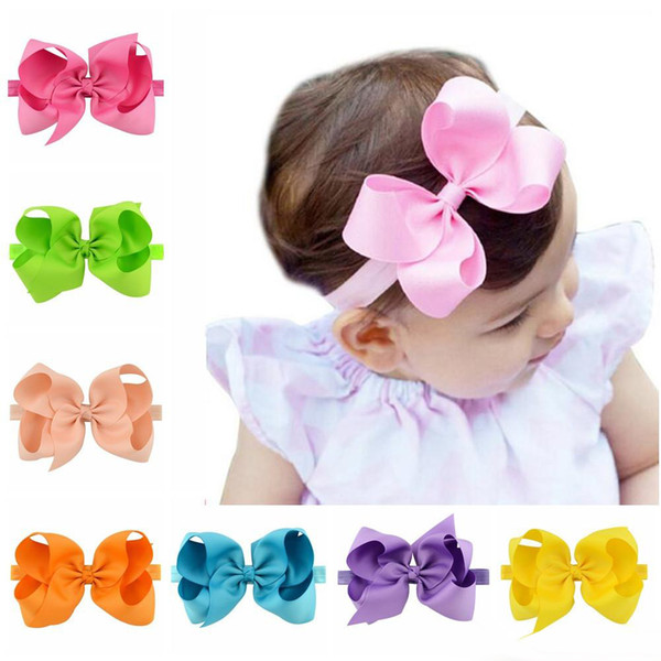 Baby Girls Big Bow Headbands 6 Inch Grosgrain Ribbon Boutique Bows Flowers Headband Infant Toddler Elastic Hairbands Hair Accessories