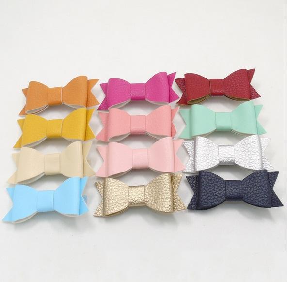 Quality leather Barrettes Hair clips girl Bow Hair accessories baby gifts Fashion Hotsale Boutique Accessories 2017 European wholesale Pink