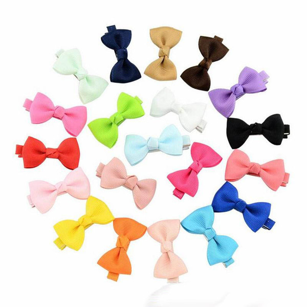 Baby Bow Hairpins Small Mini Grosgrain Ribbon Bows Hairgrips Girls Bowknot Hair Clips Kids Hair Accessories 20 Colors
