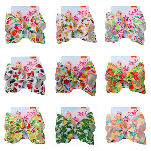 Spring New Fruit Series Jojo Siwa Hair Bows Hairpin Beautiful Candy Color Exquisite Bowknot Jewelry Present For Kids 8inch