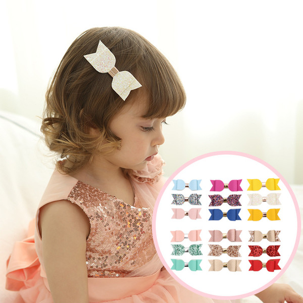 Girls lovely Hair Accessories Children's Litchi grain leather hairpins glitter Barrettes The European and American style Free shipping