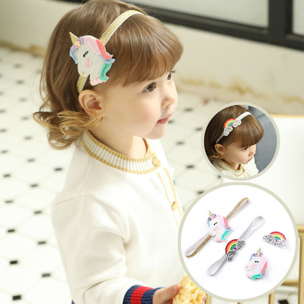 Children's Hair Accessories Baby Girls hairpin Non-woven fabric rainbow Hair band glitter Barrettes The European and American style