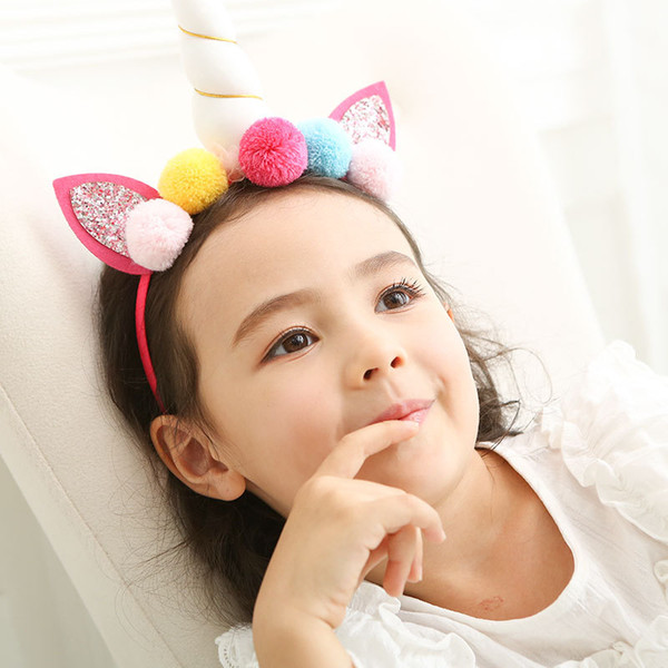 Girls Cat Ears Hair hoops Baby Unicorn Party Hair Accessories Children Birthday Flower Kids Hairbands Lovely Cosplay Tiaras Hair Sticks