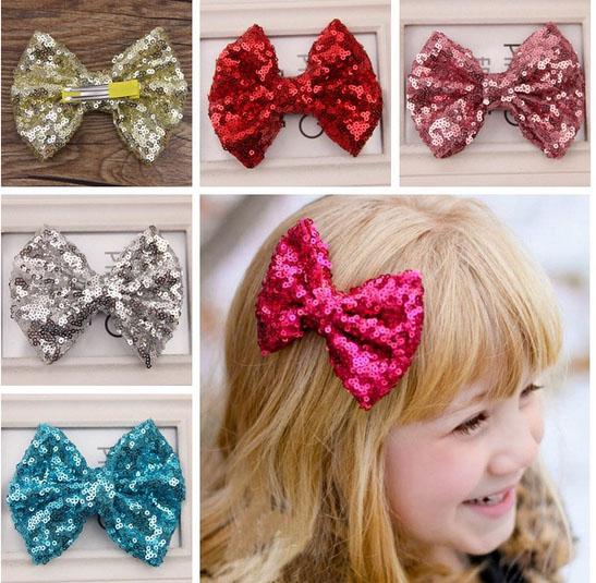 Baby barrettes new Europe and cute girls children sequins hairpin large bow hair jewelry 11 colors